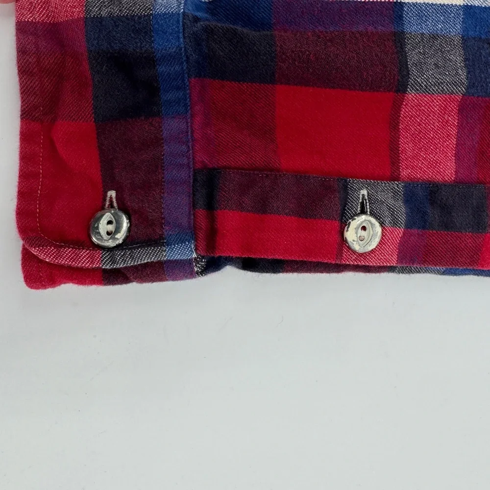 Polo Ralph Lauren Mens Naval Res Plaid Flannel Shirt Red Blue Small